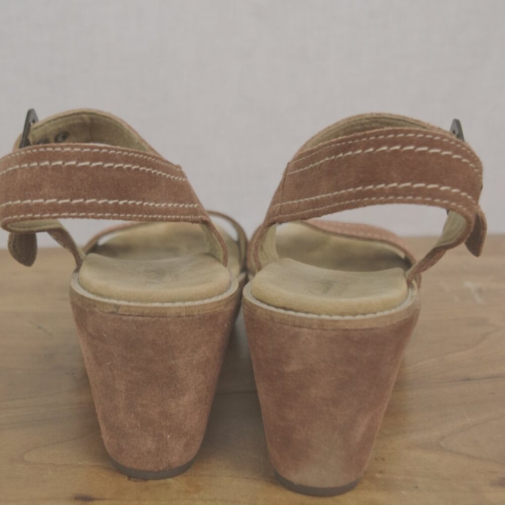 Clarks Brown Suede Platform Wedge Sandals 9M - Picture 6 of 8
